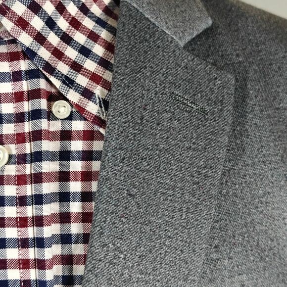 Haggar Men's In Motion Knitted Blazer Slim Fit Gray Poly Blend Size 46L - Picture 7 of 16